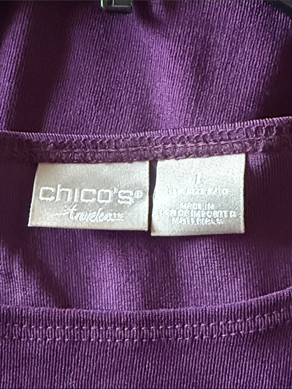Chico's Travelers Purple Boatneck Long-Sleeve Tunic - Picture 5 of 7